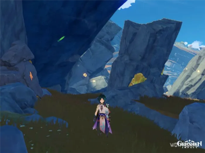 Genshin Impact: загадка с камнем с одним символом и Гео скалами в Карьере